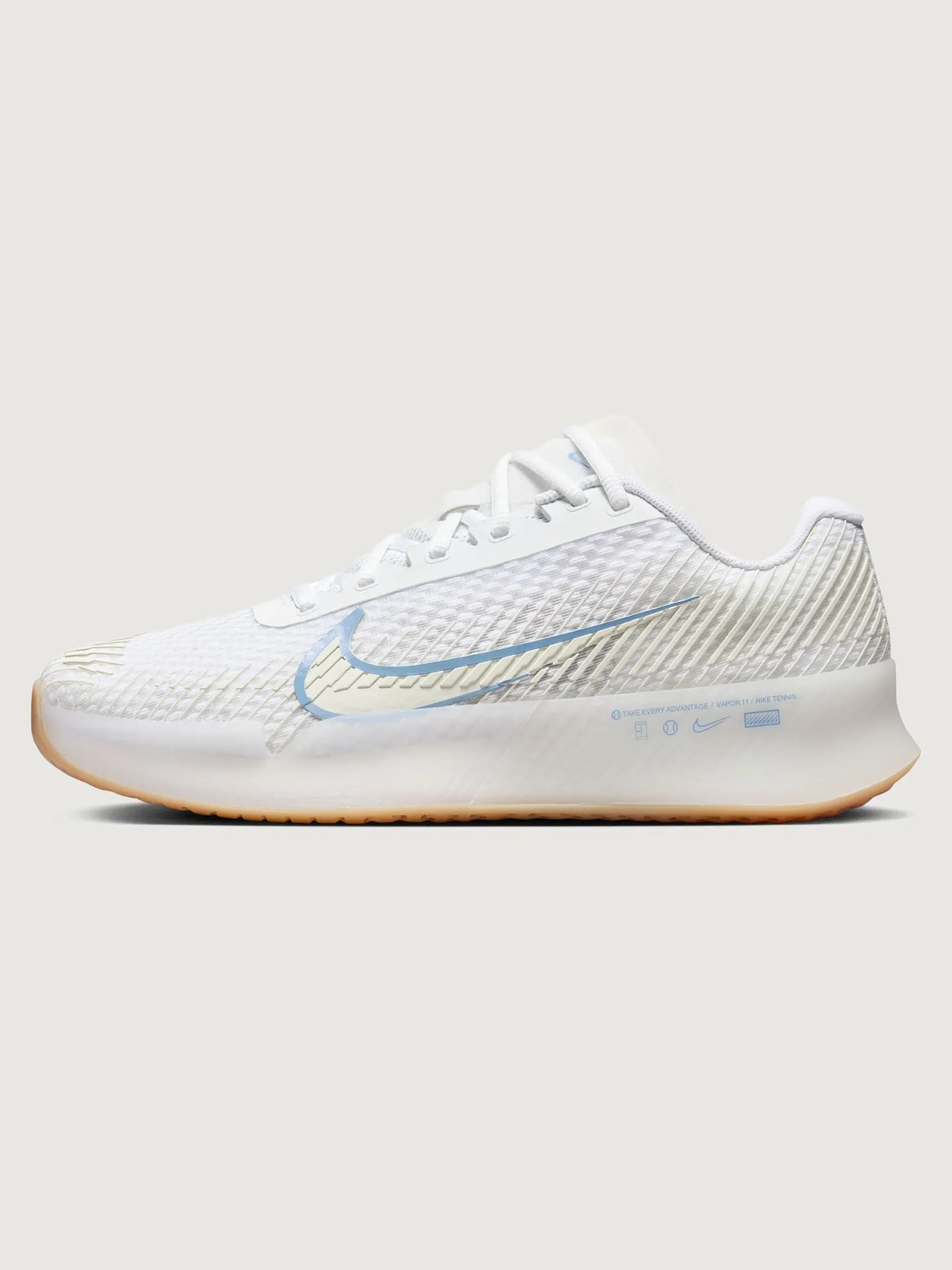 NikeCourt Air Zoom Vapor 11 - White/Light Blue-Sail-Gum- Light Brown sold by Carbon38 product image thumbnail 2