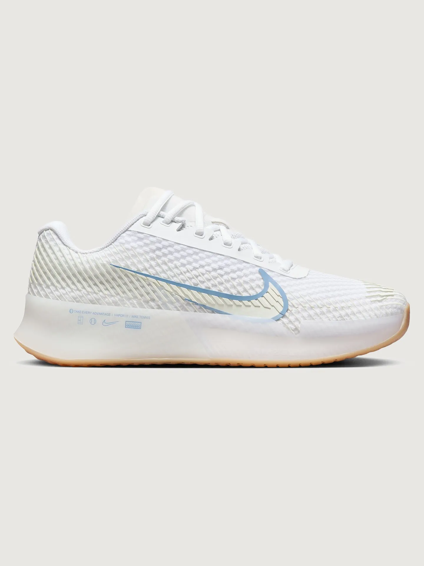 NikeCourt Air Zoom Vapor 11 - White/Light Blue-Sail-Gum- Light Brown sold by Carbon38 product image thumbnail 3