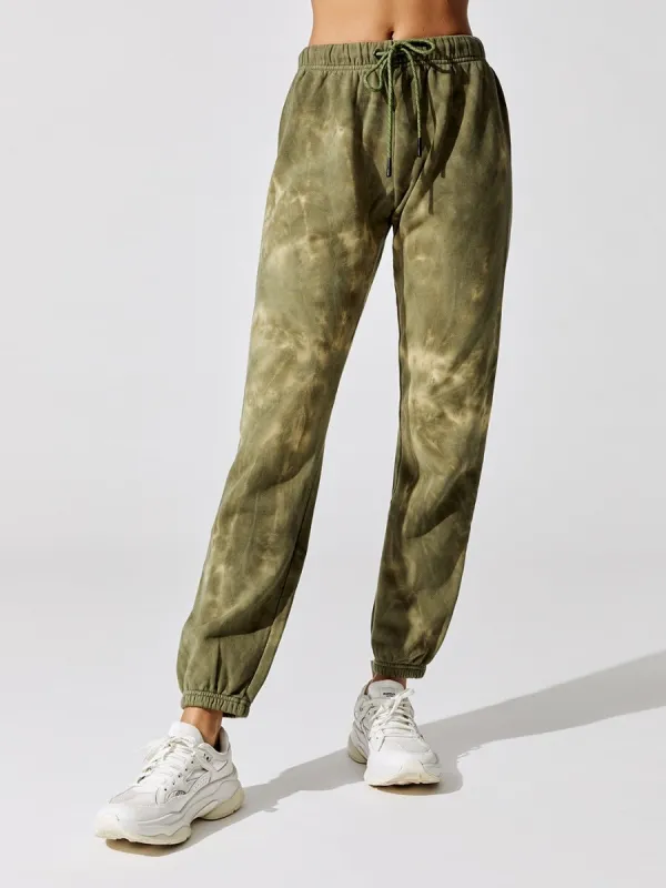 Tie Dye Gym Sweatpant - Olive Tie Dye sold by Carbon38