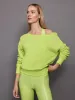 Off Shoulder Sweatshirt in French Terry - Acid Lime sold by Carbon38