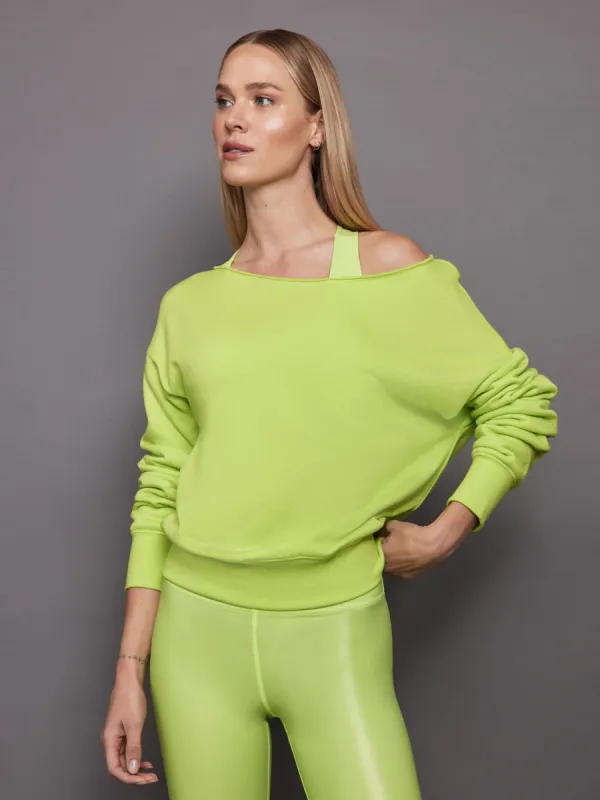 Off Shoulder Sweatshirt in French Terry - Acid Lime sold by Carbon38