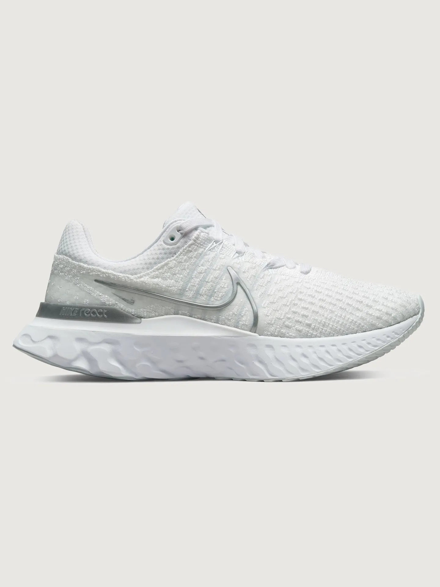 Nike React Infinity Run Flyknit 3 - White/Metallic Silver-Pure Platinum sold by Carbon38 product image thumbnail 3