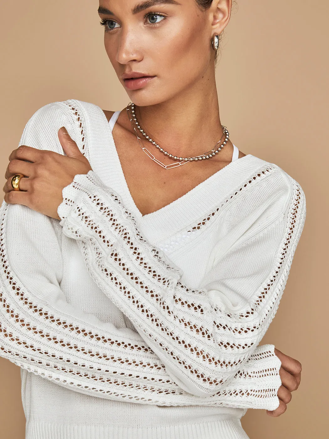 Laila Lace Vee - Ivory sold by Carbon38