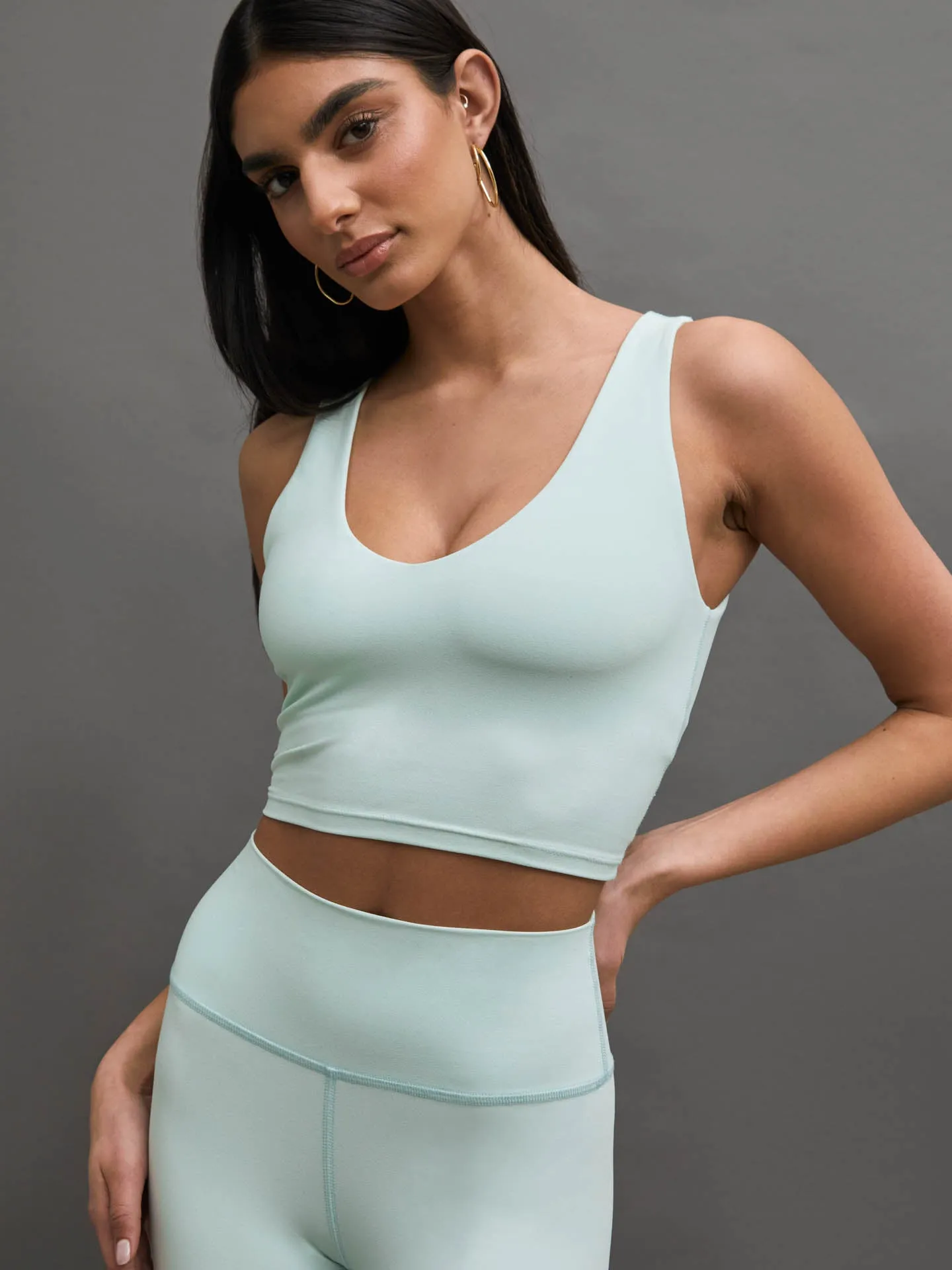 V-Neck Longline Bra in Melt - Clearly Aqua sold by Carbon38