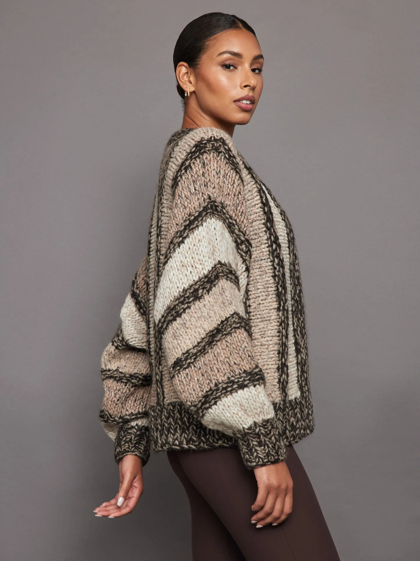 Illia Handknit Cardigan - Sesame Combo sold by Carbon38 product image thumbnail 2