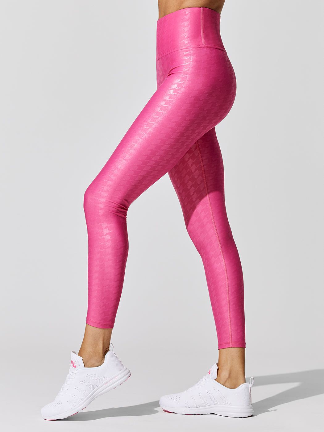 High Rise 7/8 Legging in Houndstooth Takara Shine - Hyper Pink sold by Carbon38