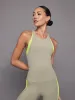 Colorblock High Neck Tank - Silversage / Acid Lime sold by Carbon38