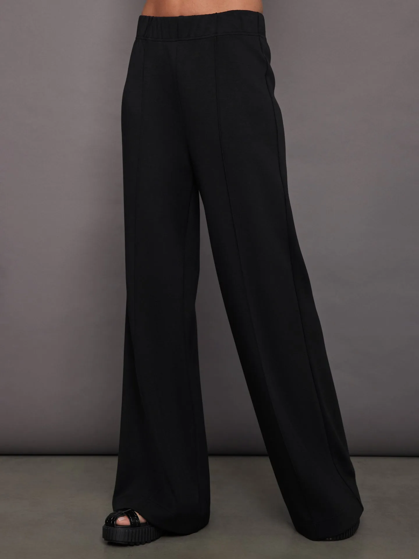 Pintuck Knit Pant in Interlock - Black sold by Carbon38