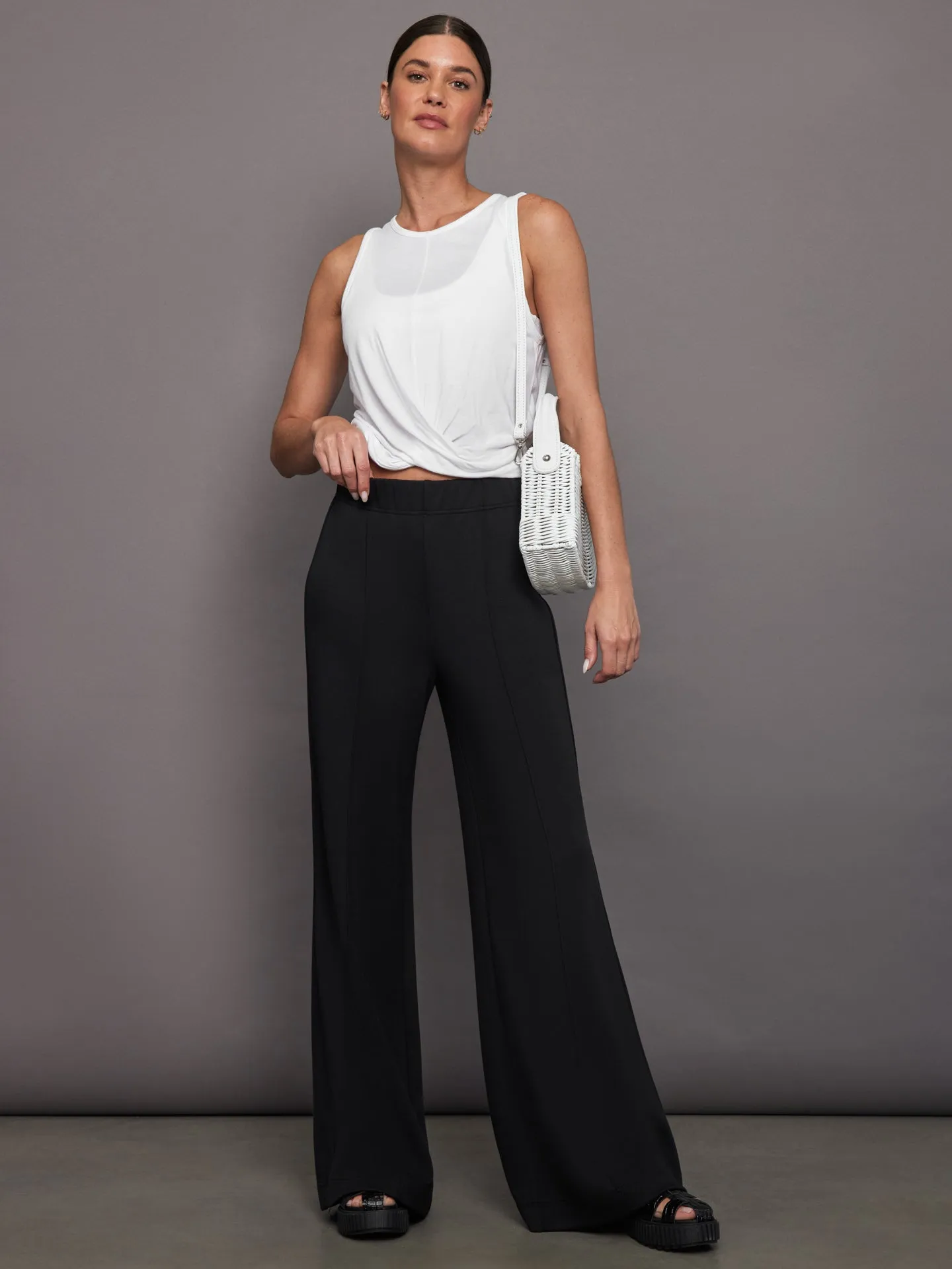 Pintuck Knit Pant in Interlock - Black sold by Carbon38 product image thumbnail 2