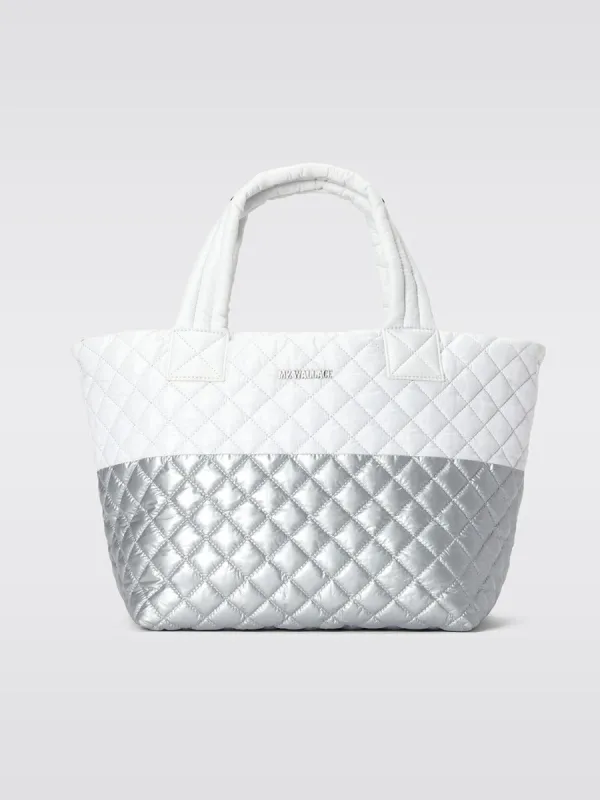 Small Metro Tote Deluxe - Tin & White Colorblock Oxford sold by Carbon38