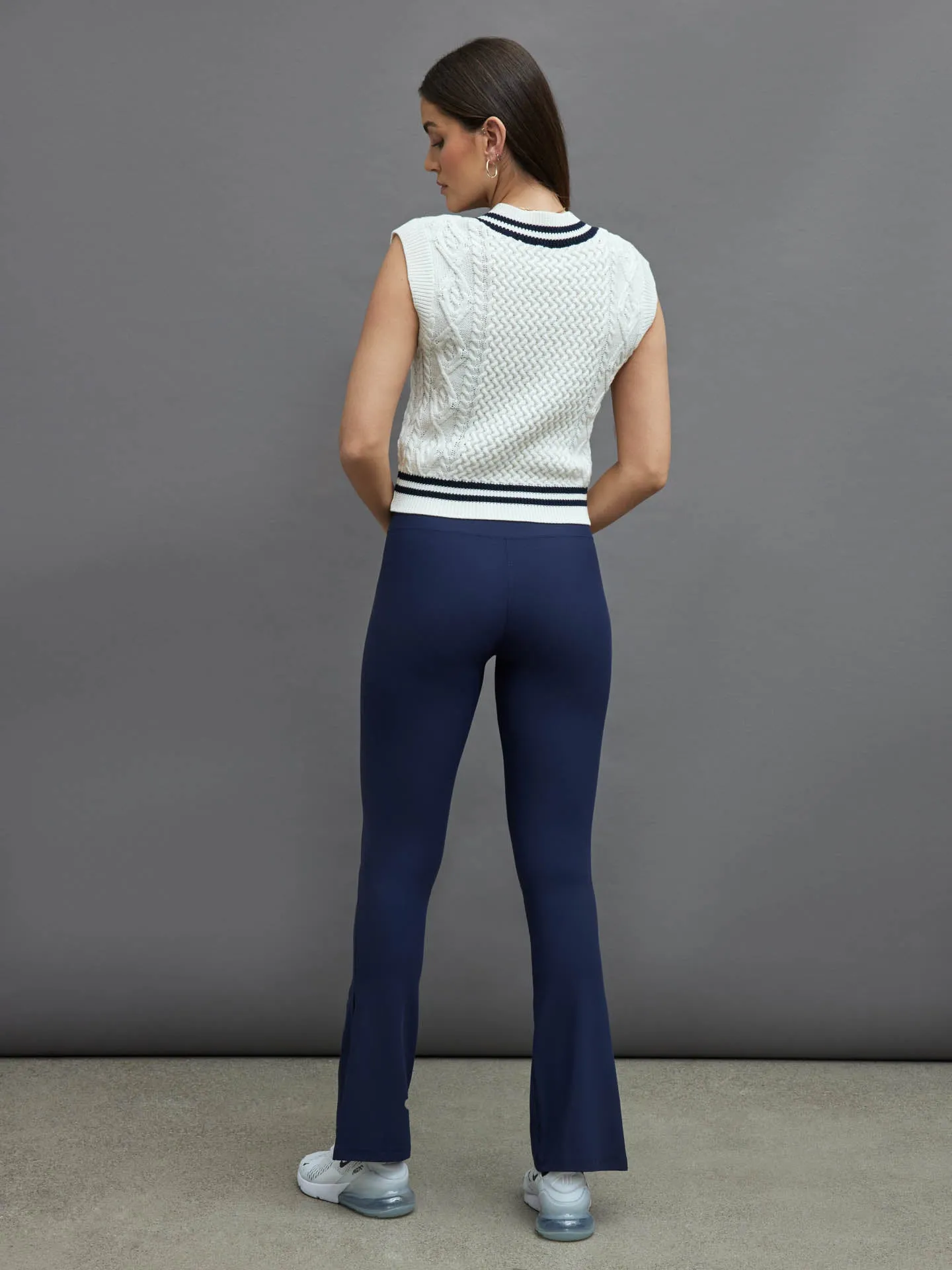 STRIPED CROPPED SWEATER VEST - IVORY W/ NAVY sold by Carbon38 product image thumbnail 4