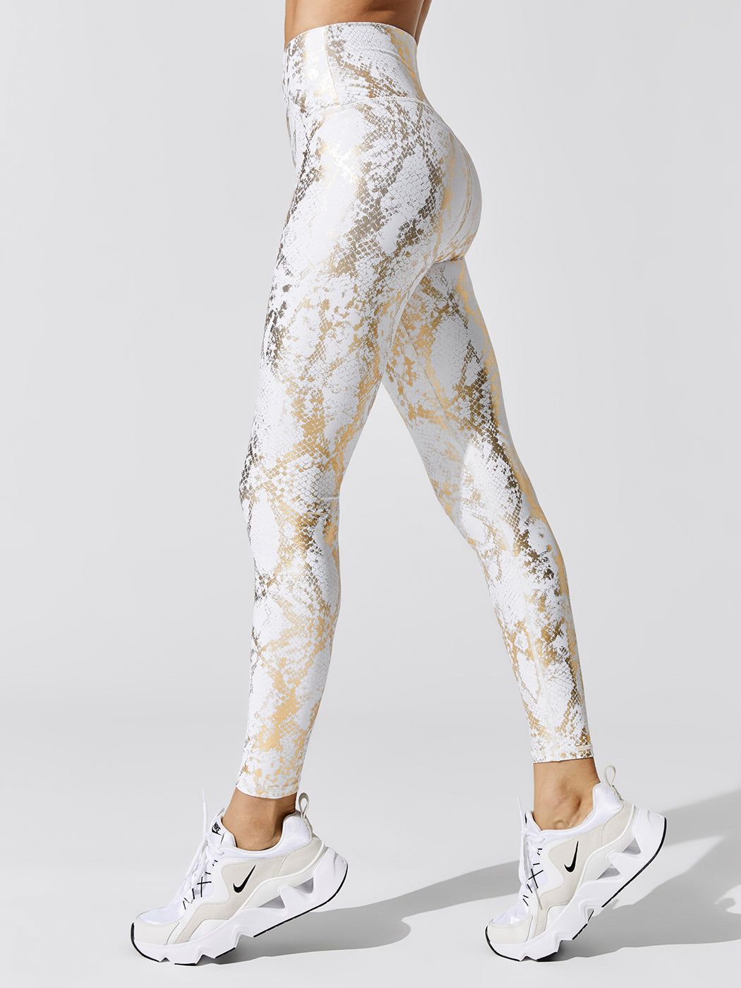 Metallic Snake High Rise Legging - Cream-Gold sold by Carbon38
