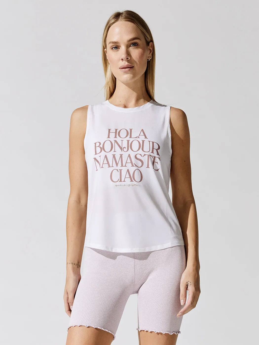 Namaste Active Muscle Tank - White sold by Carbon38