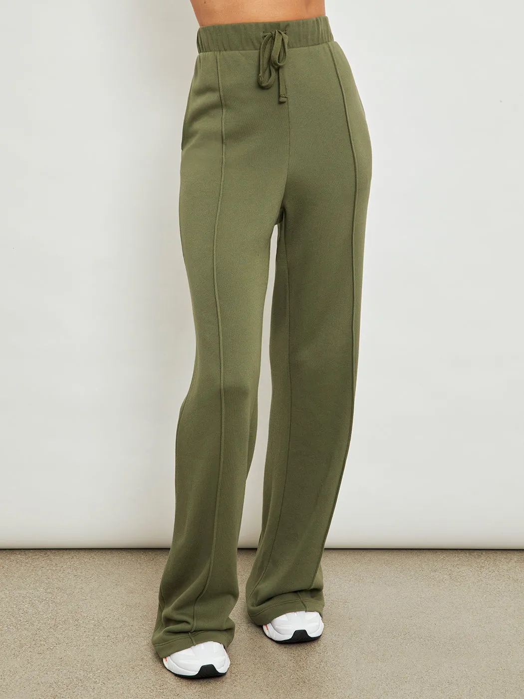 Wide Leg Pintuck Sweatpant in French Terry - Ivy Green sold by Carbon38