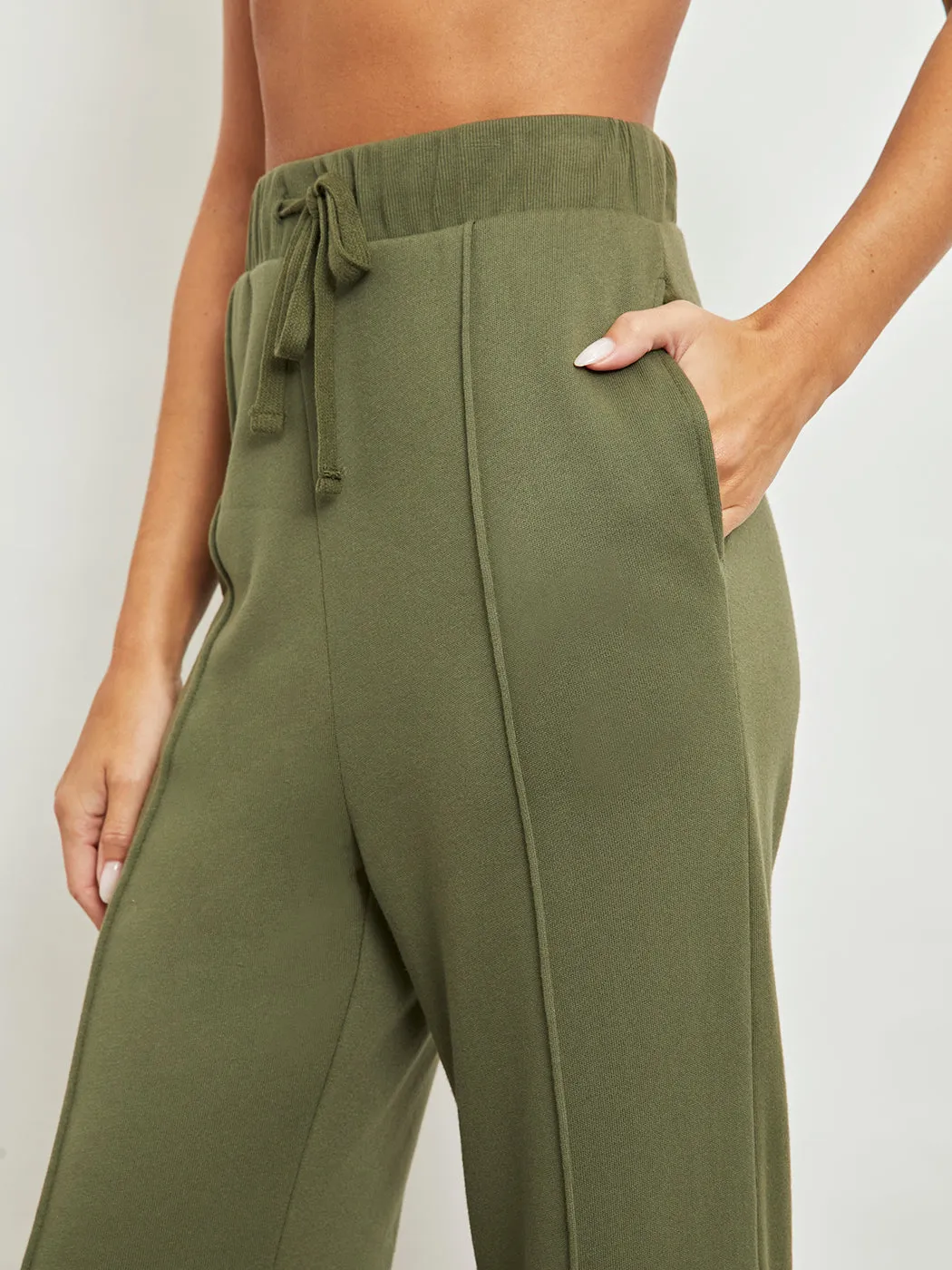 Wide Leg Pintuck Sweatpant in French Terry - Ivy Green sold by Carbon38 product image thumbnail 3
