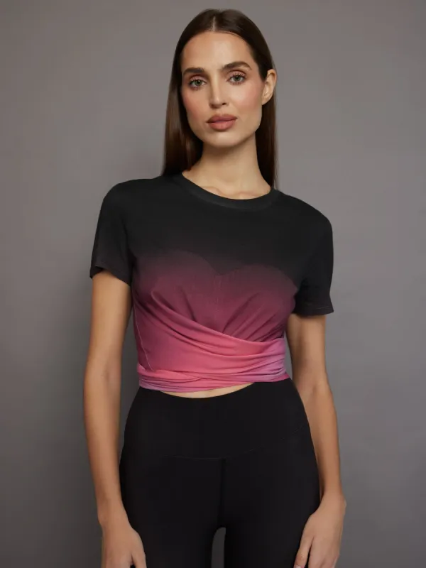Ombre Cap Sleeve Wrap Tee - Black Ombre made by Carbon38