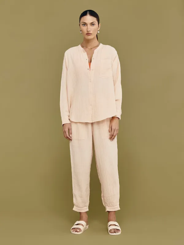 Mandarin Collar Shirt - Blush sold by Carbon38