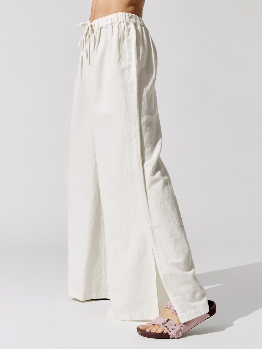 Linen Side Split Drawstring Pants - Off White sold by Carbon38 product image thumbnail 3