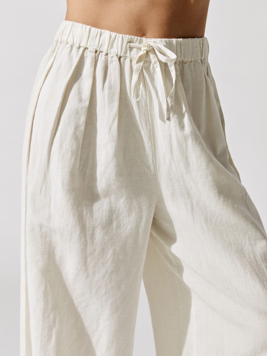 Linen Side Split Drawstring Pants - Off White sold by Carbon38 product image thumbnail 5