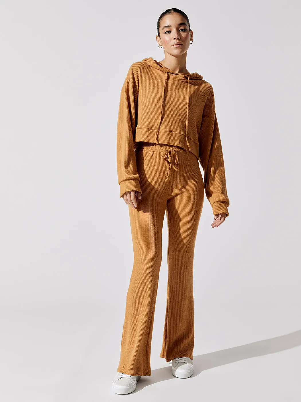 Brushed Ribbed Cropped Hoodie - Brown Sugar sold by Carbon38 product image thumbnail 3