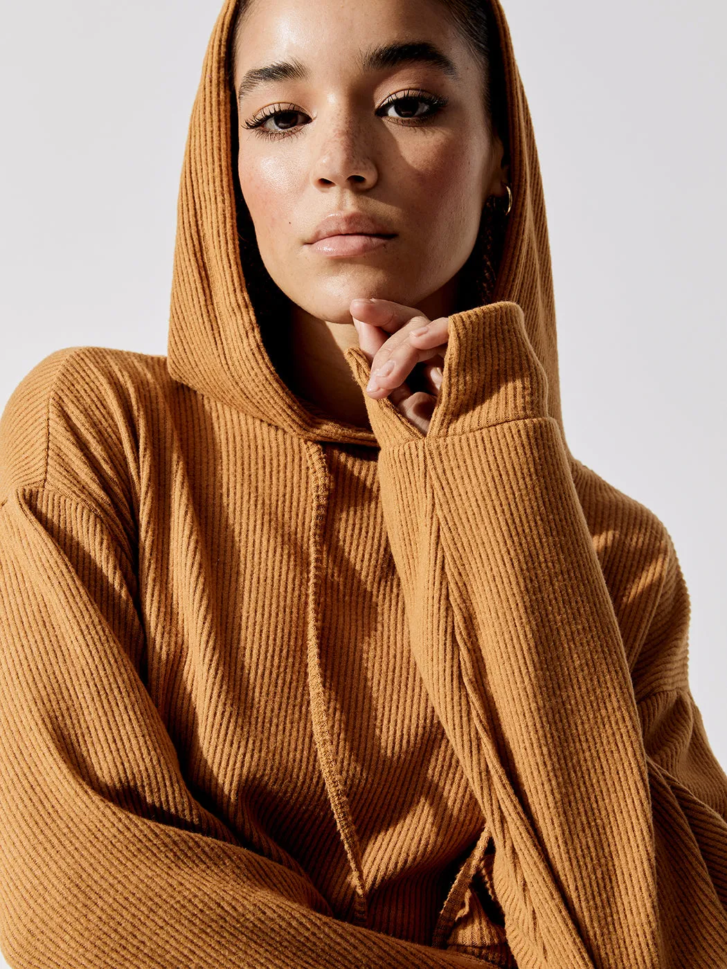 Brushed Ribbed Cropped Hoodie - Brown Sugar sold by Carbon38 product image thumbnail 4