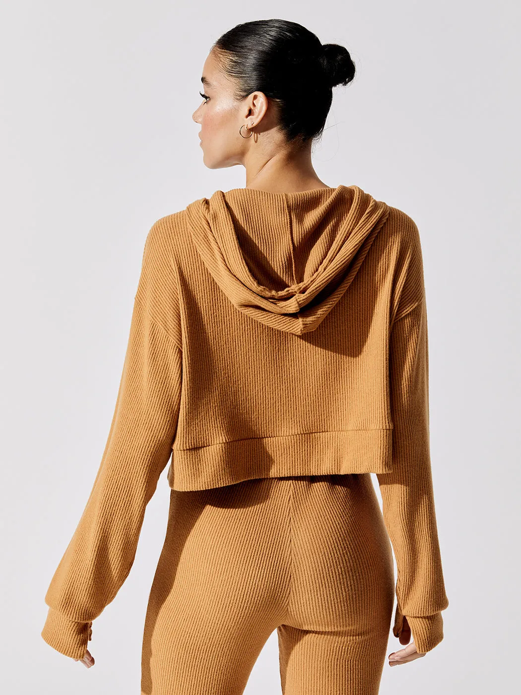 Brushed Ribbed Cropped Hoodie - Brown Sugar sold by Carbon38 product image thumbnail 2