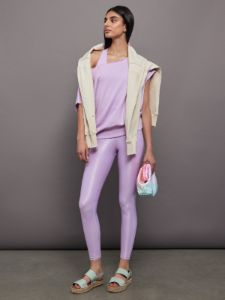 Short Sleeve Off Shoulder Sweatshirt in French Terry - Crocus Petal sold by Carbon38