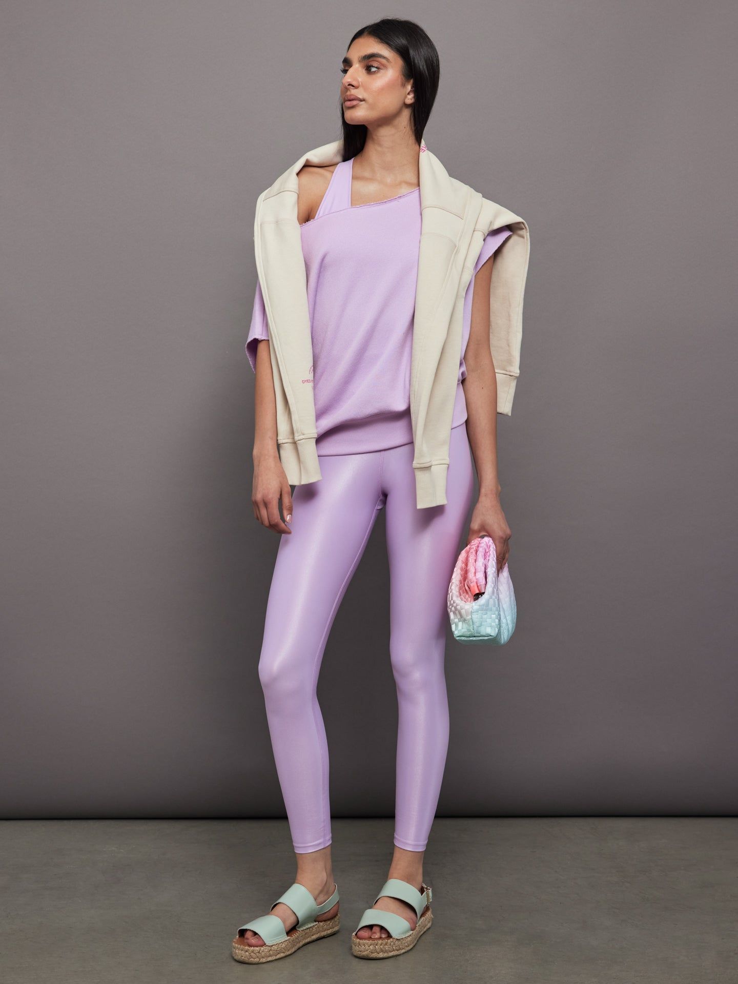 Short Sleeve Off Shoulder Sweatshirt in French Terry - Crocus Petal sold by Carbon38 product image thumbnail 4