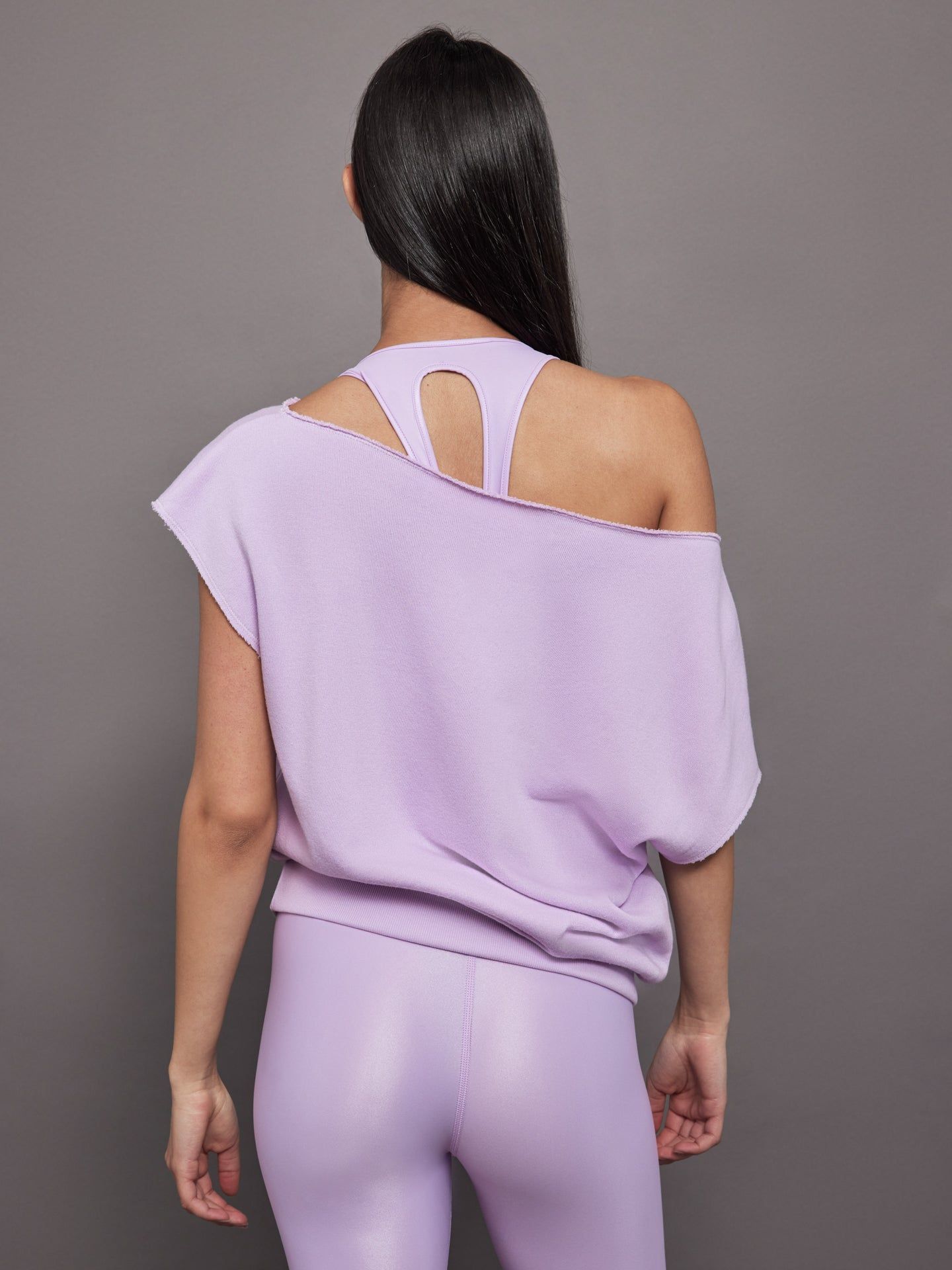 Short Sleeve Off Shoulder Sweatshirt in French Terry - Crocus Petal sold by Carbon38 product image thumbnail 3