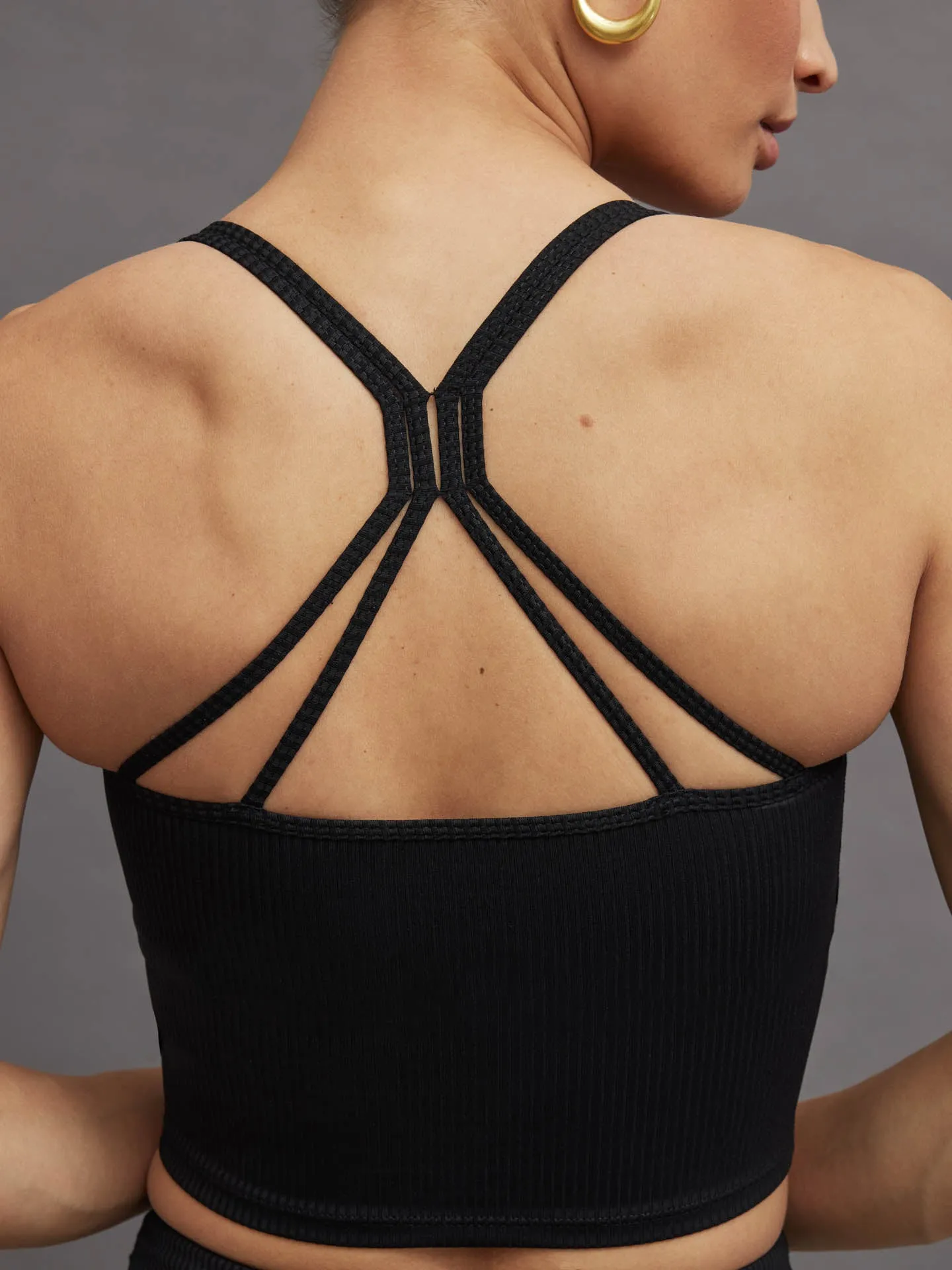 Ribbed Cami Bra - Black sold by Carbon38 product image thumbnail 2