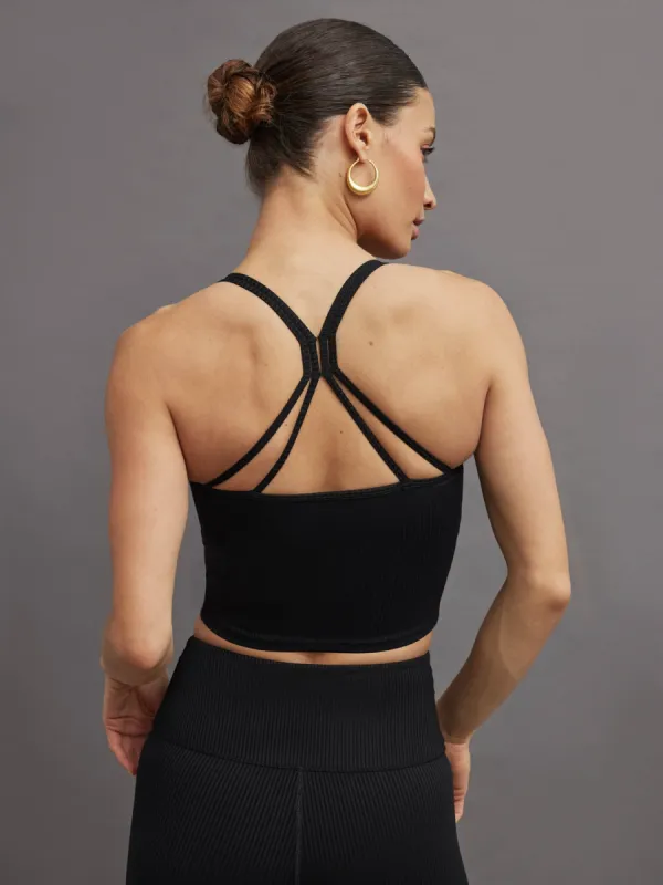 Ribbed Cami Bra - Black sold by Carbon38