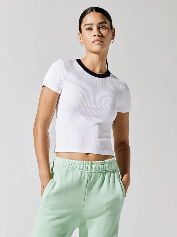 Colorblock Fitted Tee - White Ink sold by Carbon38