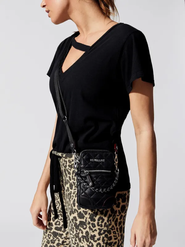 Micro Crosby Crossbody Bag - Black W Silver Hardware sold by Carbon38