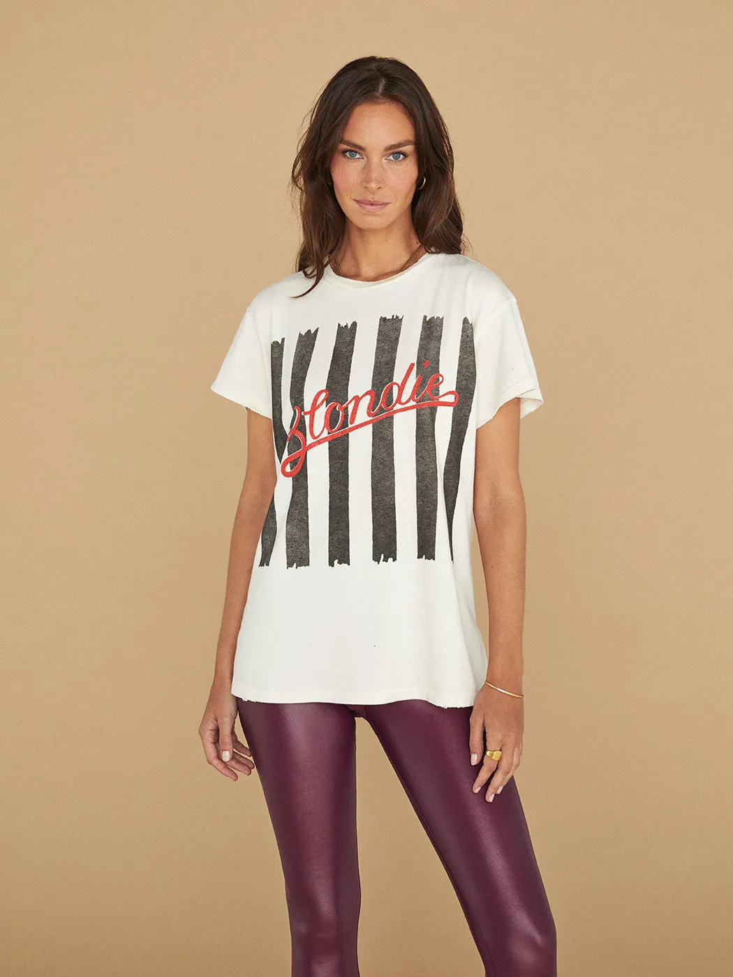 Blondie UK Tour '78 Destroyed Tee - Vintage White sold by Carbon38