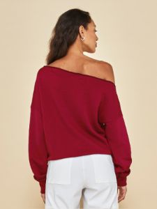 Off Shoulder Sweatshirt in French Terry - Haute Red sold by Carbon38