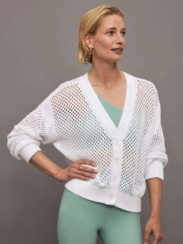 Jamie Pointelle Cardigan - Bleach White sold by Carbon38
