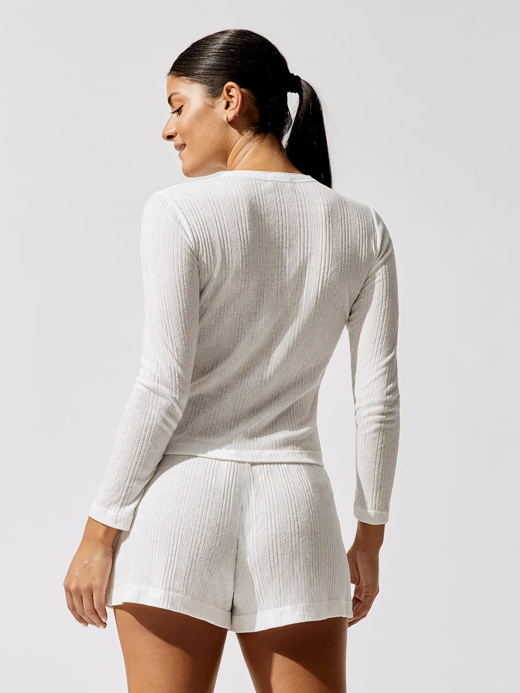Mari Long Sleeve Henley - White sold by Carbon38 product image thumbnail 2