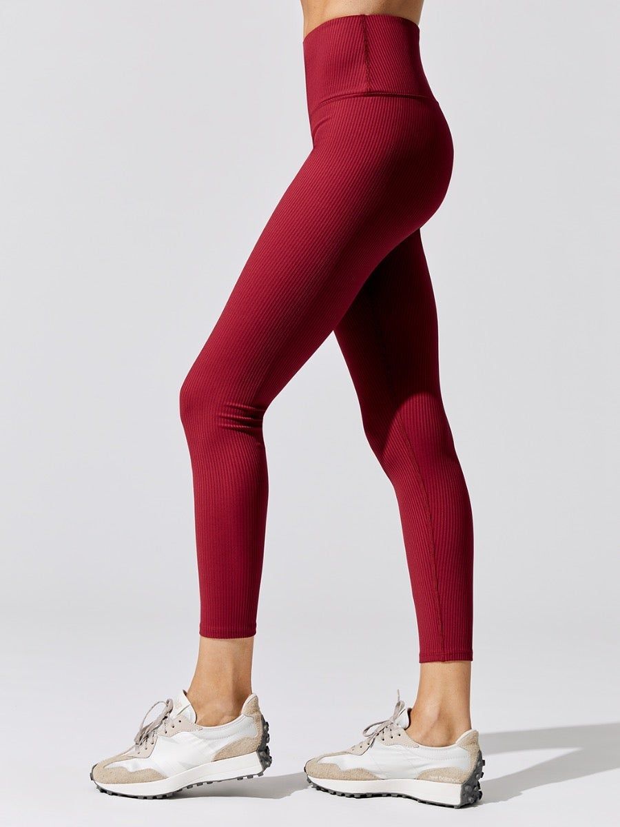 Ribbed Regular Rise 7/8 Legging - Ruby Red sold by Carbon38