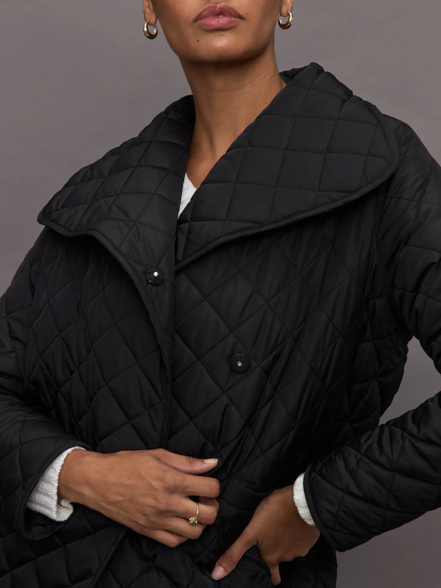 Quilted Car Coat - Black sold by Carbon38 product image thumbnail 4