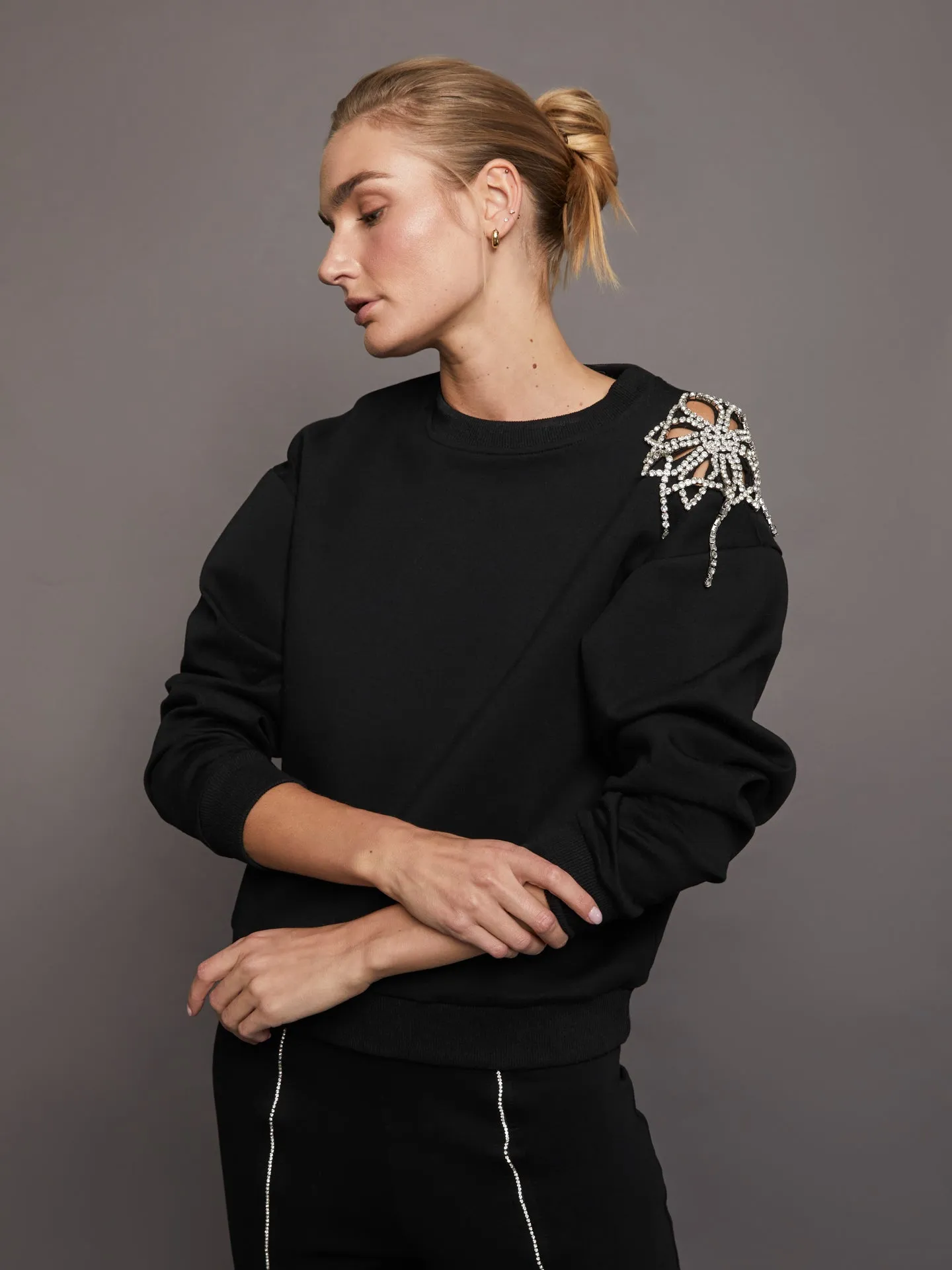 Rhinestone Cut Out Sweatshirt - Black sold by Carbon38 product image thumbnail 2
