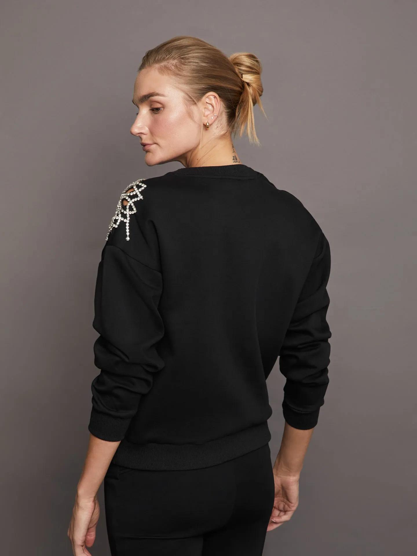 Rhinestone Cut Out Sweatshirt - Black sold by Carbon38 product image thumbnail 3