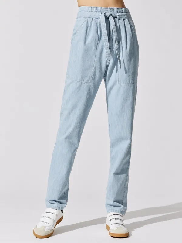 Muardo Waist Tie Trousers - Light Blue sold by Carbon38