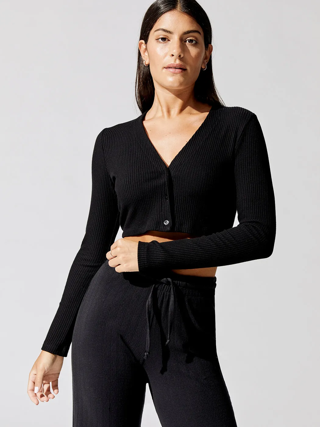 Ali Crop V Cardigan - Black sold by Carbon38