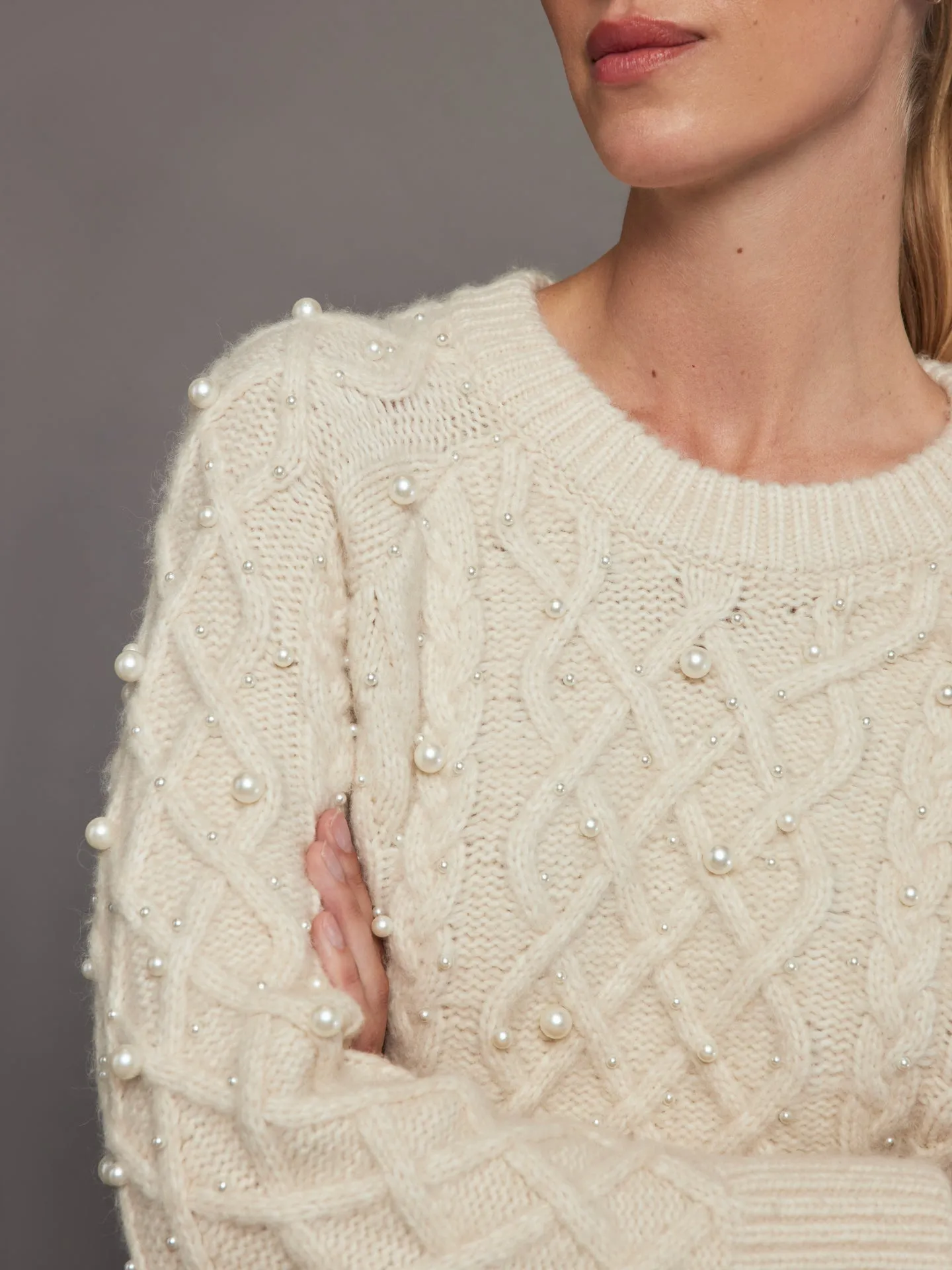 Pearl Embellished Sweater - Winter White sold by Carbon38 product image thumbnail 4