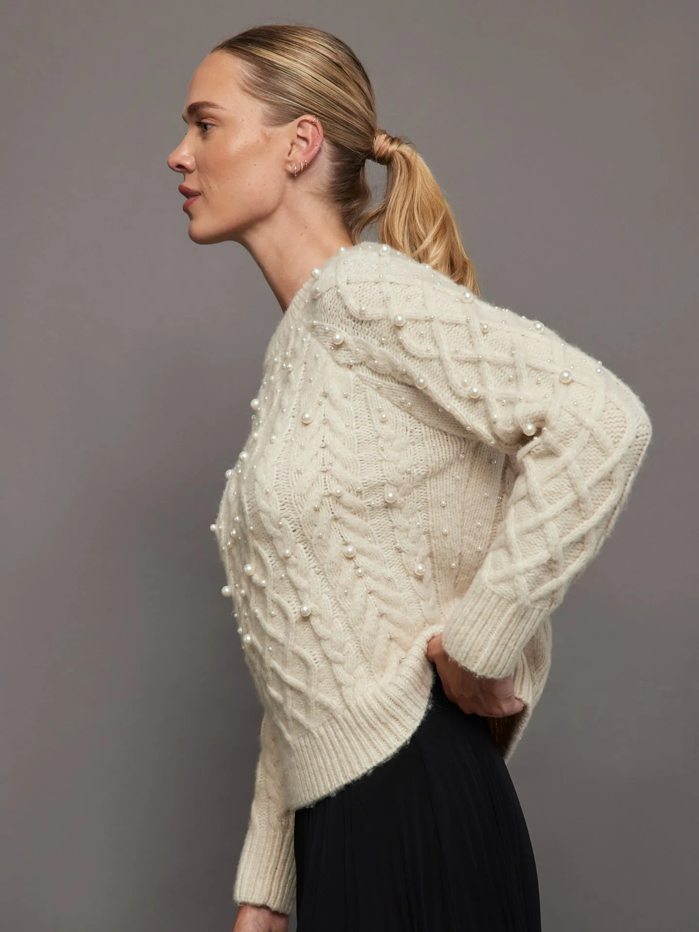 Pearl Embellished Sweater - Winter White sold by Carbon38 product image thumbnail 2