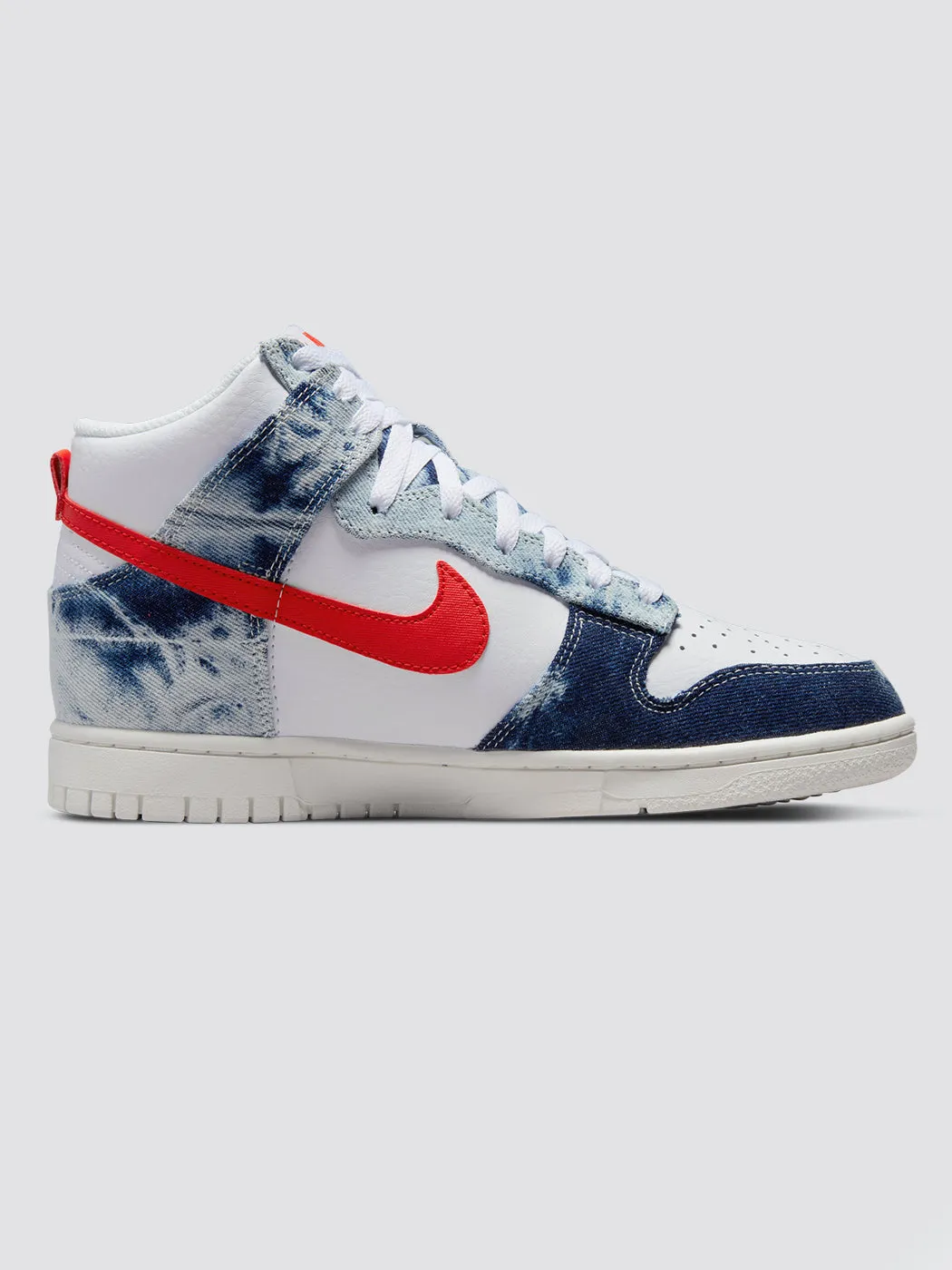 NIKE DUNK HIGH - Multi/Habanero Red-White-Sail sold by Carbon38