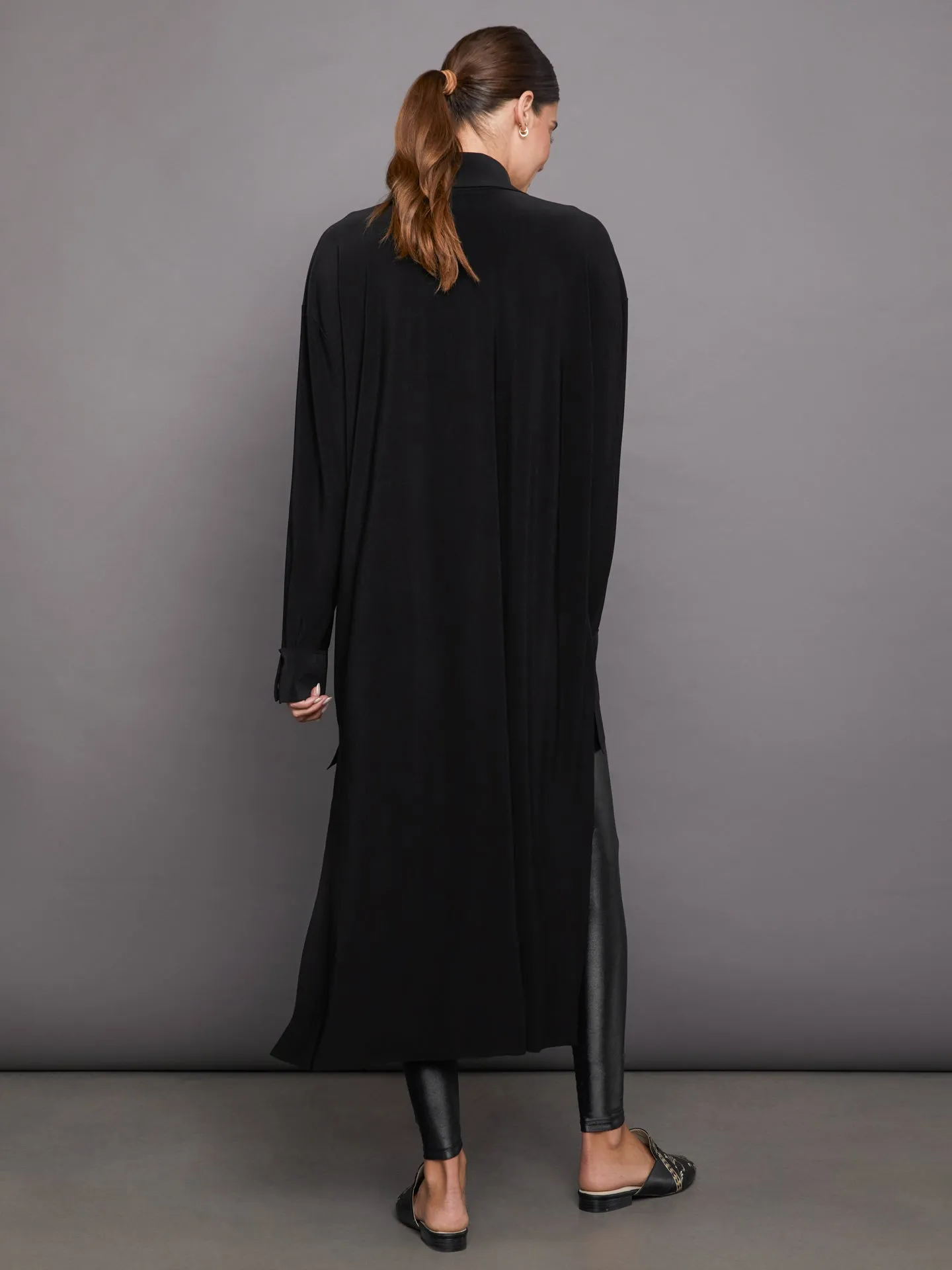 HI Low Oversized Boyfriend NK Shirt with Collar St - Black sold by Carbon38 product image thumbnail 3