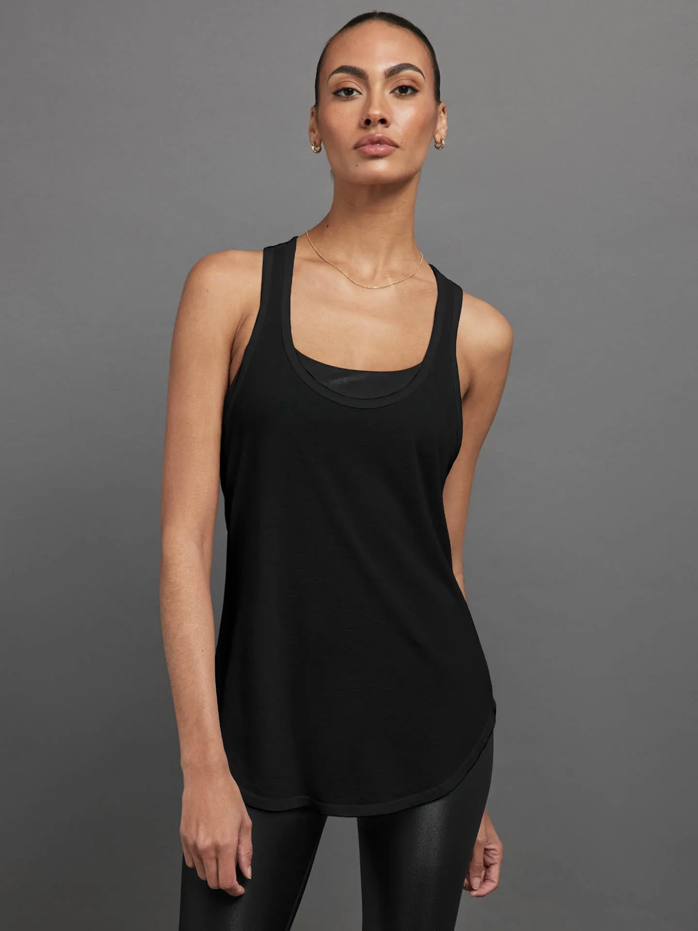 Long RacerBack Tank - Black sold by Carbon38