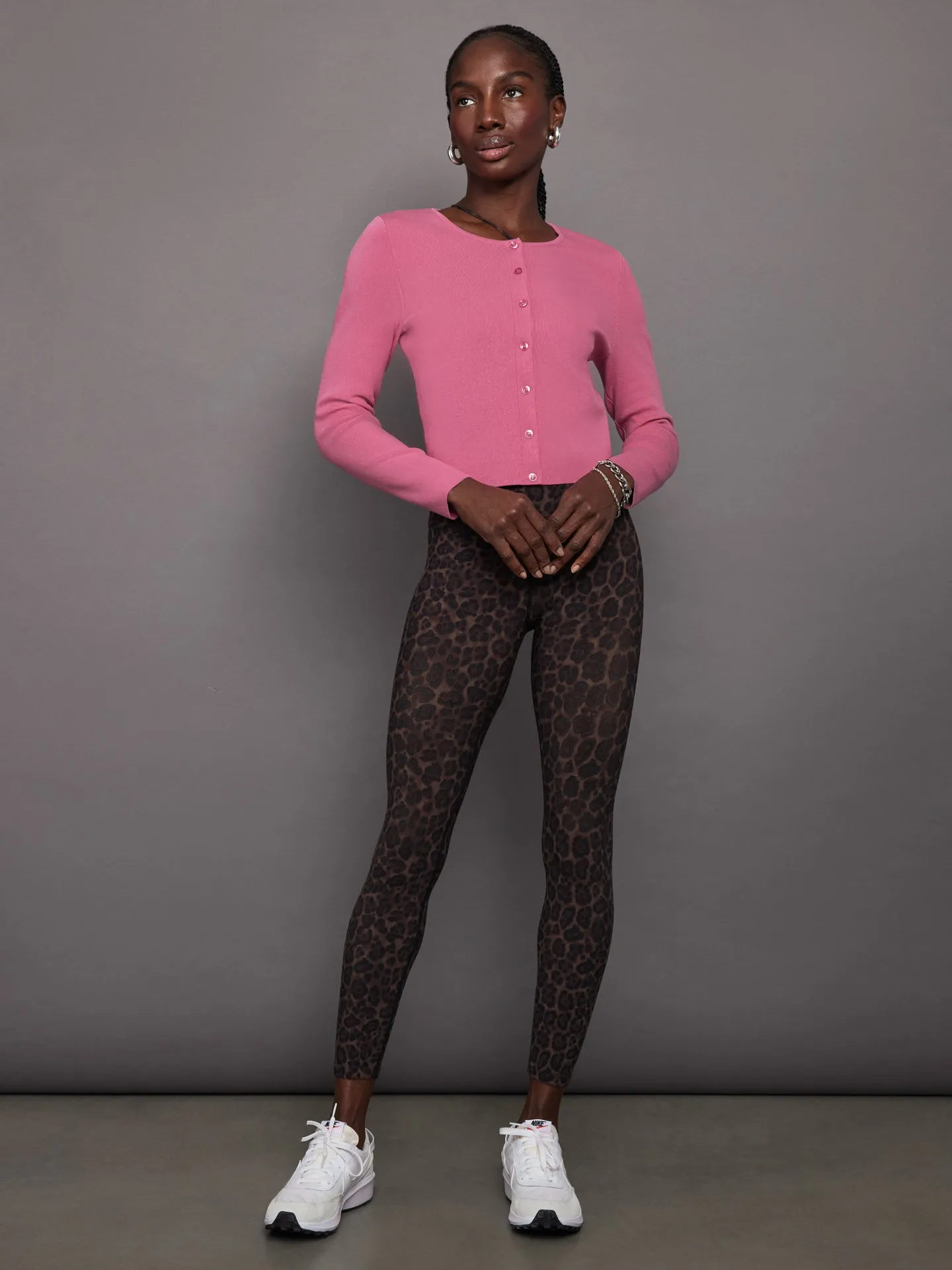 Eva Cropped Crew Neck Cardi - Shocking Pink sold by Carbon38 product image thumbnail 3