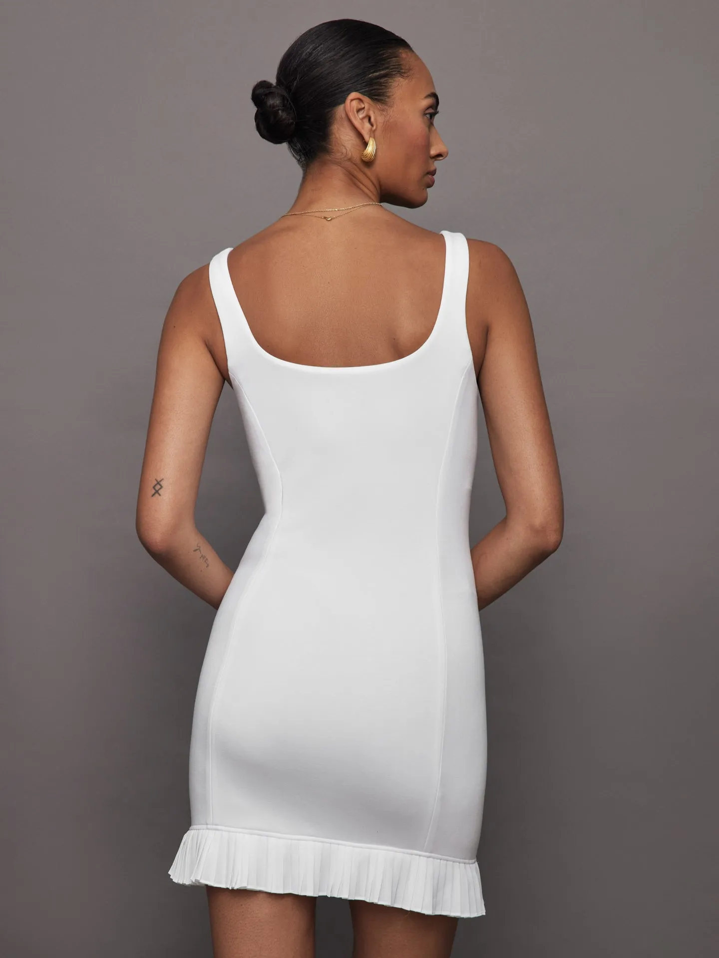 Pleated Hem Tennis Dress in Scuba - White sold by Carbon38 product image thumbnail 5